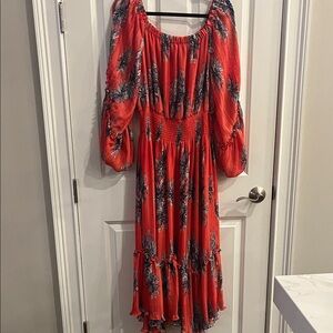 Ramy Brook Scarlet and Black Floral Maxi Dress